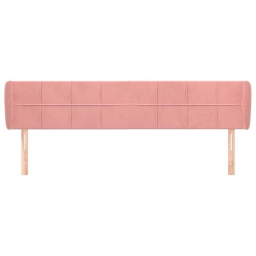 Sengegavl med kanter i fløjl 163 x 23 x 78/88 cm - lyserød