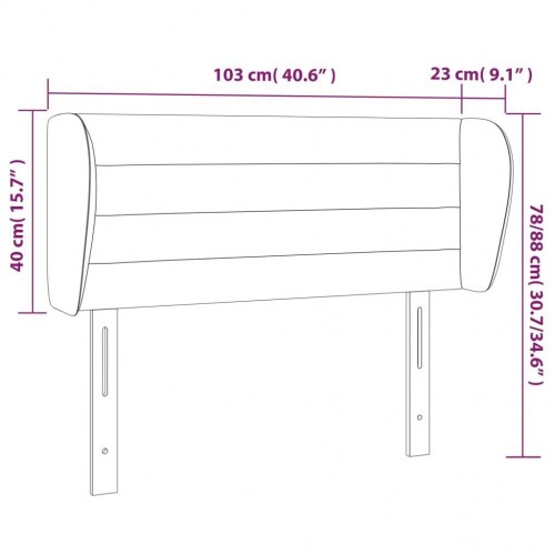 Sengegavl med kanter 103 x 23 x 78/88 cm fløjl - lyserød