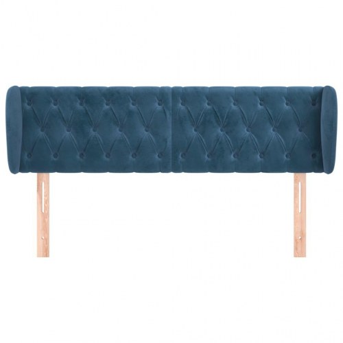 Sengegavl med kanter 147 x 23 x 78/88 cm fløjl - mørkeblå