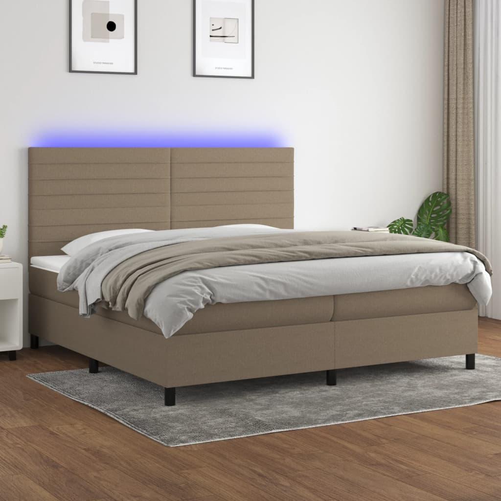 Kontinentalseng med LED-lys 200 x 200 cm - stof, grbrun