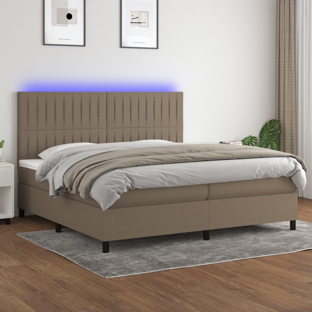 Kontinentalseng Med Led-Lys Stof Gråbrun - Lodrette striber / 200 x 200 cm