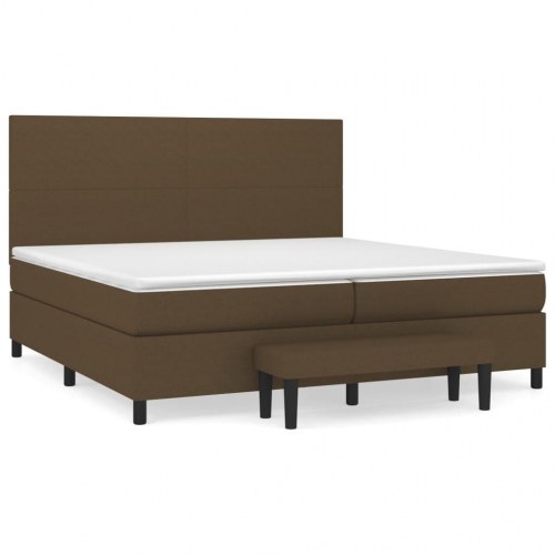 Kontinentalseng med madras 200×200 cm - stof, mørkebrun