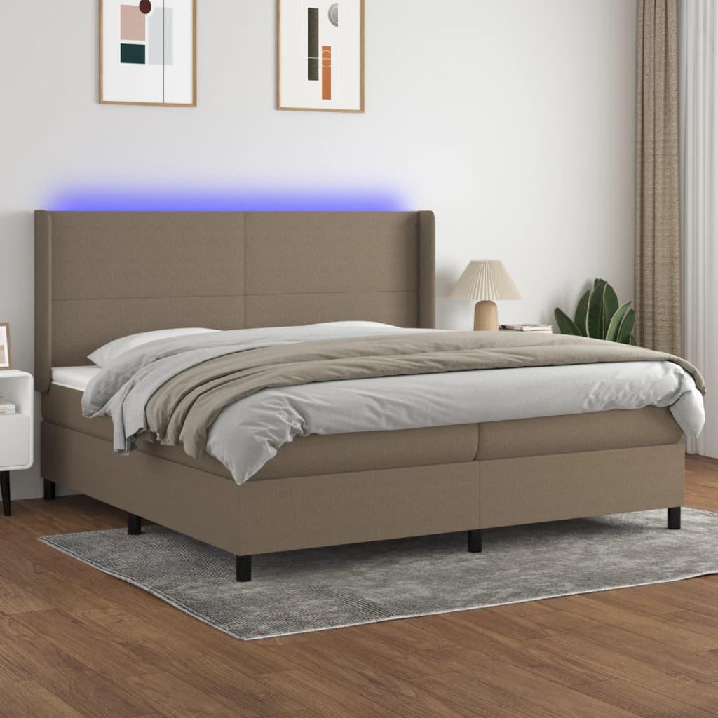 Kontinentalseng Med Led-Lys Stof Gråbrun - Med ensartet mønster / 200 x 200 cm
