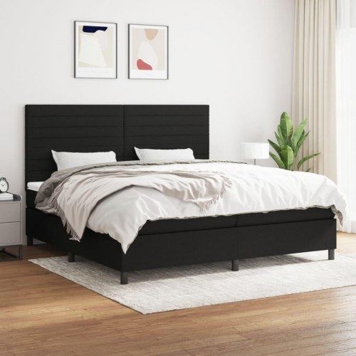 Kontinentalseng med madras 200×200 cm - stof, sort