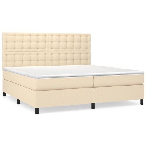 Kontinentalseng med madras 200×200 cm - stof, cremefarvet