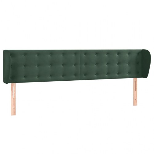Sengegavl med kanter i fløjl 183 x 23 x 78/88 cm - mørkegrøn
