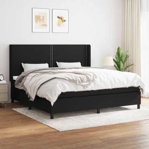 Kontinentalseng med madras 200 x 200 cm - stof, sort