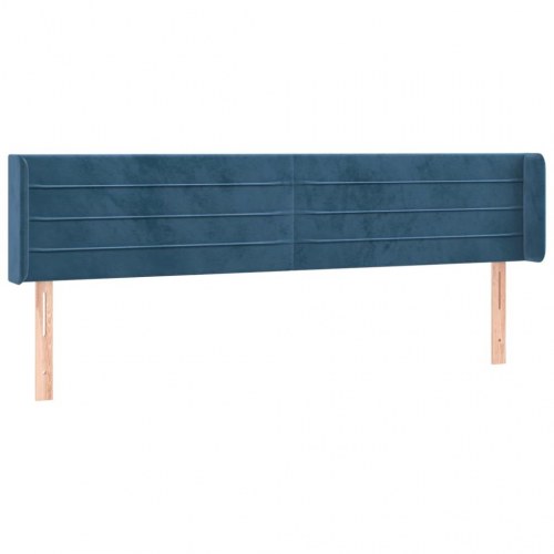 Sengegavl med kanter i fløjl 203 x 16 x 78/88 cm - mørkeblå