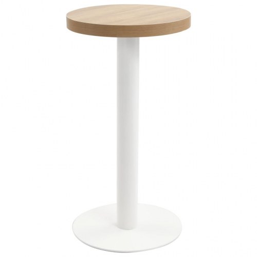 Bistrobord 40 cm - lysebrun MDF bordplade, hvidt stel