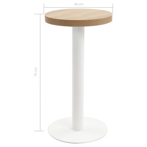 Bistrobord 40 cm - lysebrun MDF bordplade, hvidt stel