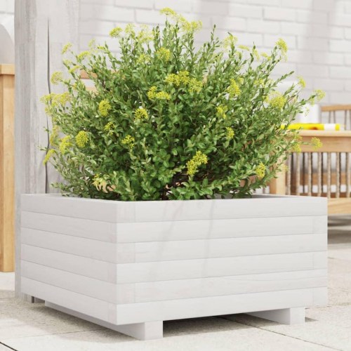 Plantekasse i massivt fyrretræ 50 x 50 x 26,5 cm - hvid
