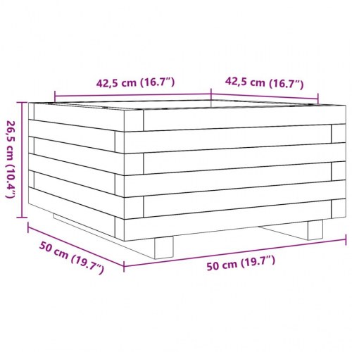 Plantekasse i massivt fyrretræ 50 x 50 x 26,5 cm - hvid