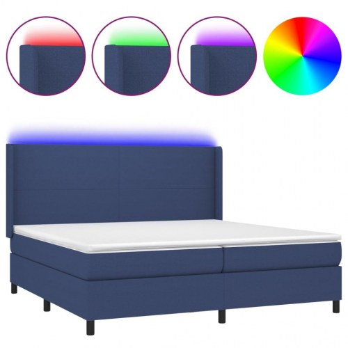 Kontinentalseng med LED-lys 200×200 cm - stof, blå