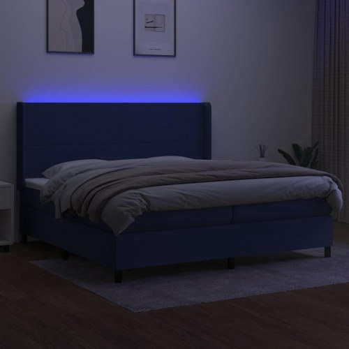 Kontinentalseng med LED-lys 200×200 cm - stof, blå