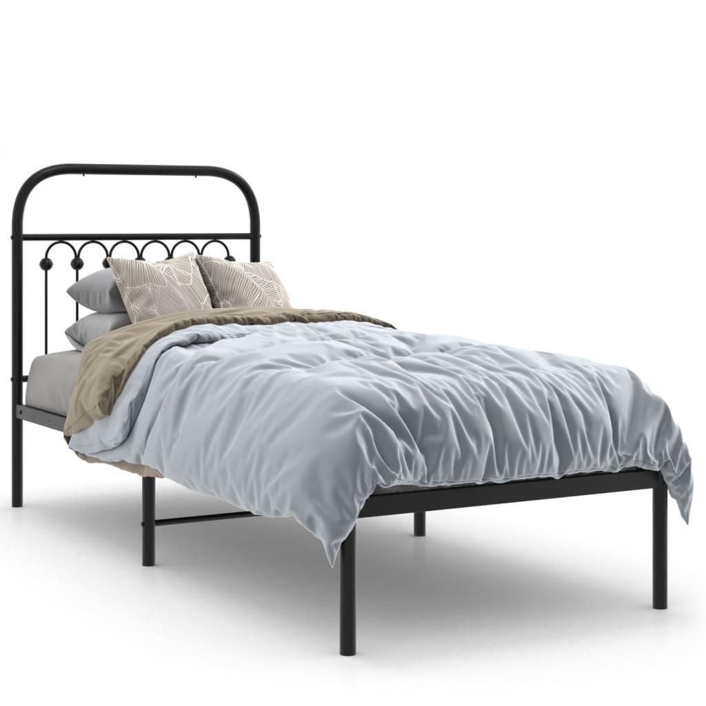 Sengeramme Med Sengegavl Metal - Sort / med hovedgærde / 80 x 200 cm