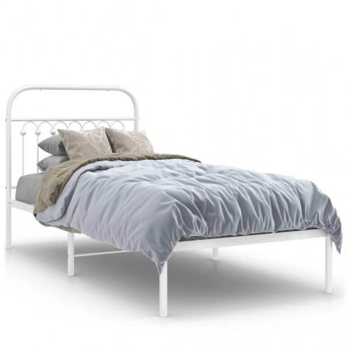 Sengeramme med sengegavl 90 x 190 cm - hvid