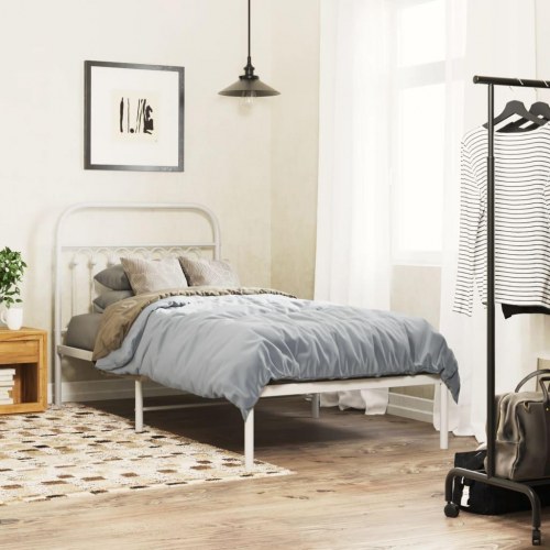 Sengeramme med sengegavl 90 x 190 cm - hvid