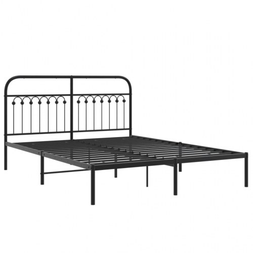 Sengeramme med sengegavl 160x200 cm metal sort