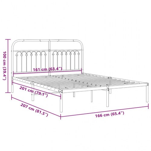 Sengeramme med sengegavl 160x200 cm metal sort