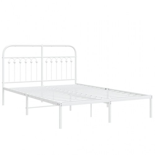 Sengeramme med sengegavl 135 x 190 cm metal - hvid