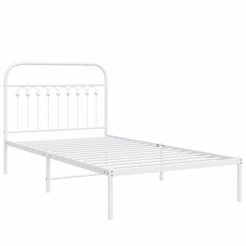 Sengeramme med sengegavl 100 x 190 cm i stål - hvid