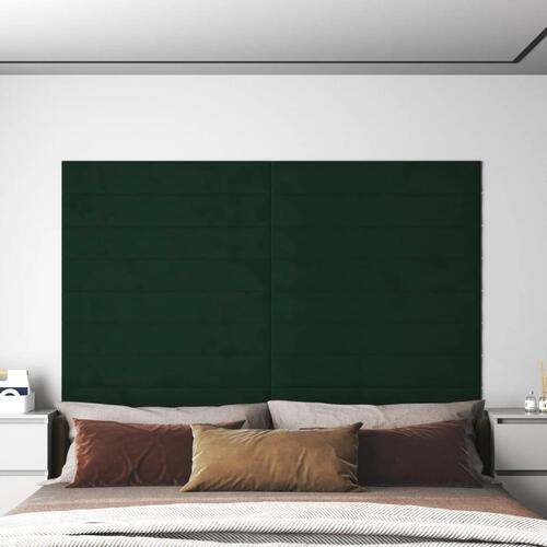 Vægpaneler 12 stk. 90x15 cm 1,62 m² fløjl mørkegrøn