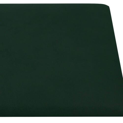 Vægpaneler 12 stk. 90x15 cm 1,62 m² fløjl mørkegrøn
