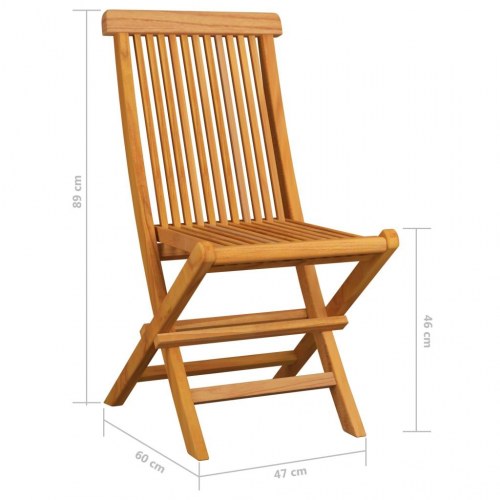 Foldbare havestole i massivt teaktræ med sorte hynder - 4 stk.