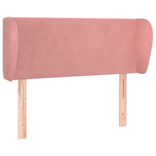 Sengegavl med kanter i fløjl 93 x 23 x 78/88 cm - lyserød