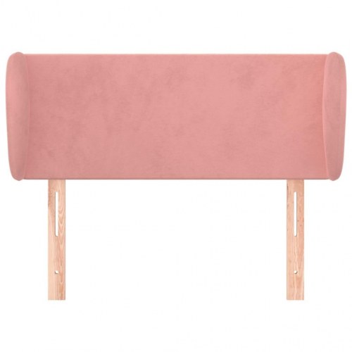 Sengegavl med kanter i fløjl 103 x 23 x 78/88 cm - lyserød