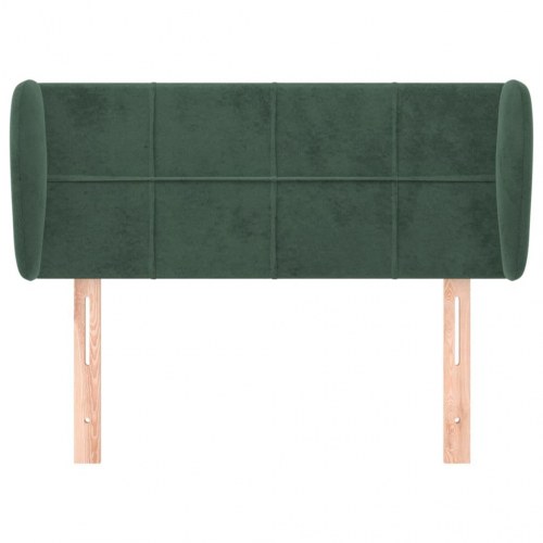 Sengegavl med kanter i fløjl 93 x 23 x 78/88 cm - mørkegrøn