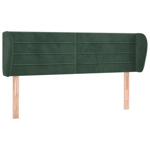 Sengegavl med kanter i fløjl 147 x 23 x 78/88 cm - mørkegrøn