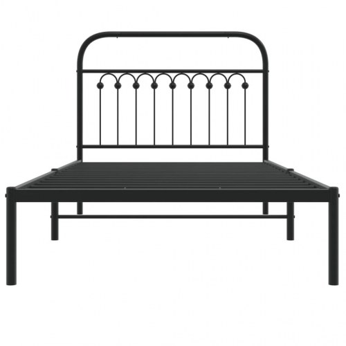 Sengeramme med sengegavl 100x200 cm metal sort