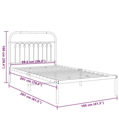 Sengeramme med sengegavl 100x200 cm metal sort