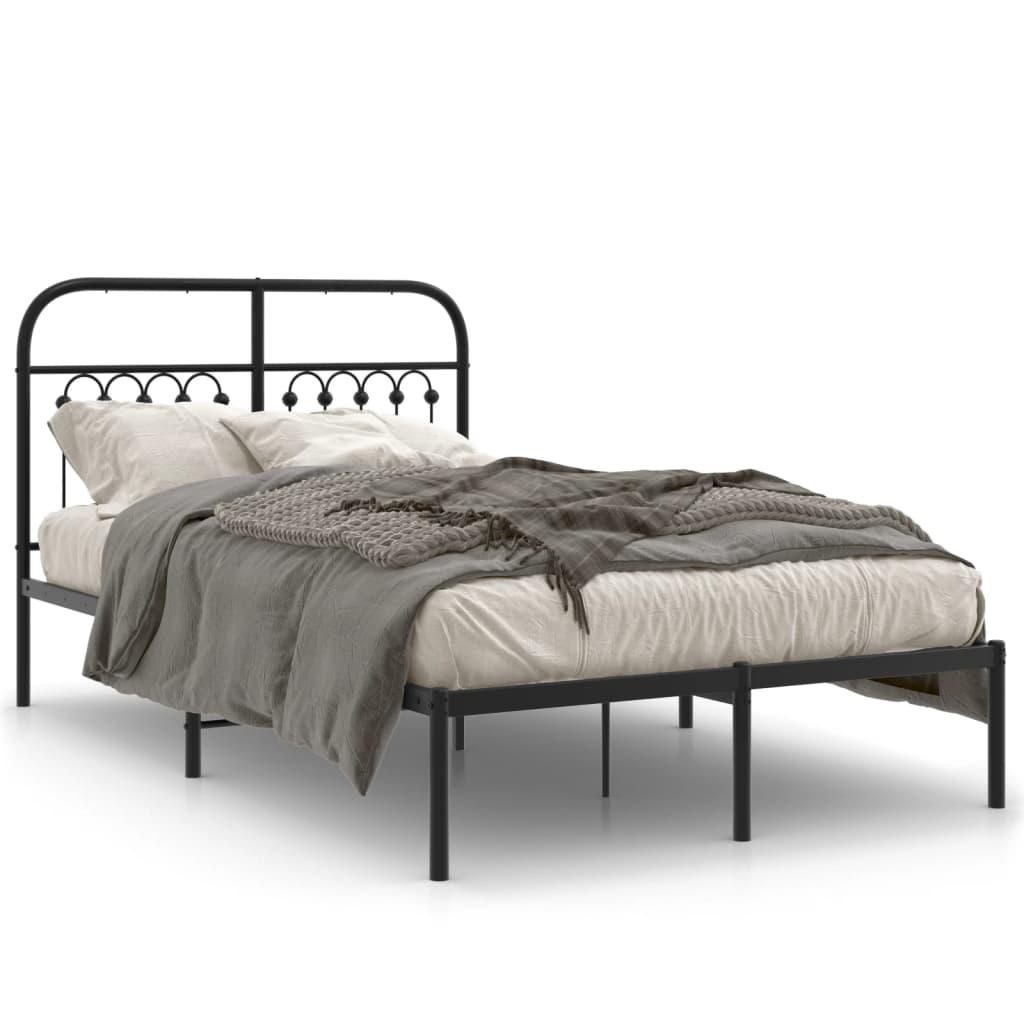 Sengeramme Med Sengegavl Metal - Sort / med hovedgærde / 120 x 190 cm