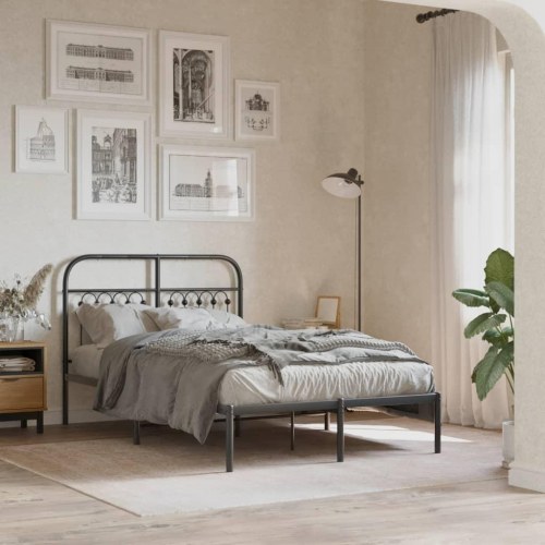 Sengeramme med sengegavl 120 x 190 cm - sort