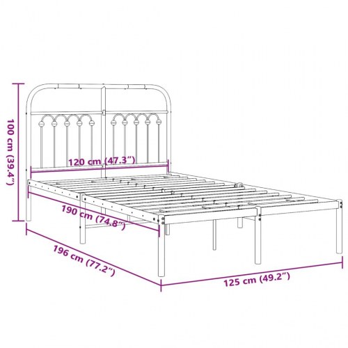 Sengeramme med sengegavl 120 x 190 cm - sort