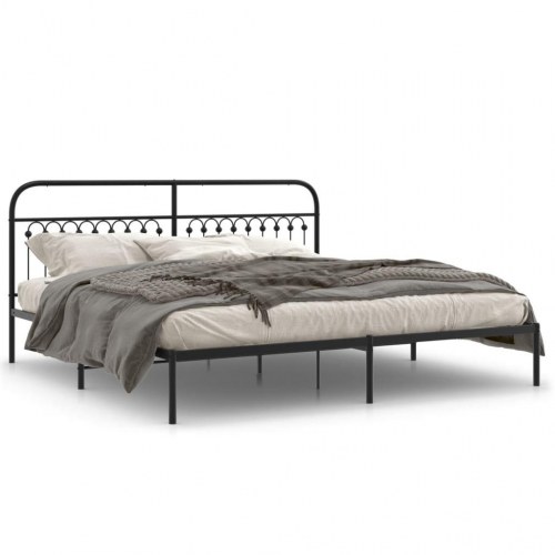 Sengeramme med sengegavl 200 x 200 cm - sort