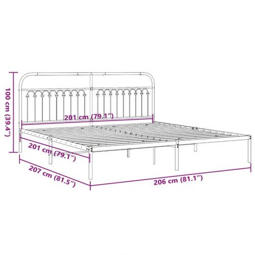 Sengeramme med sengegavl 200 x 200 cm - sort