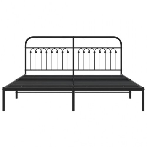 Sengeramme med sengegavl i metal - sort, 183 x 213 cm