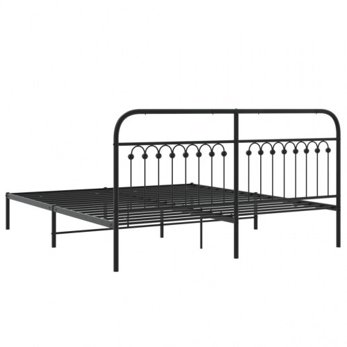 Sengeramme med sengegavl i metal - sort, 183 x 213 cm