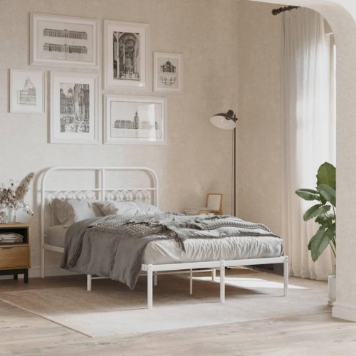 Sengeramme med sengegavl 120 x 200 cm - hvid