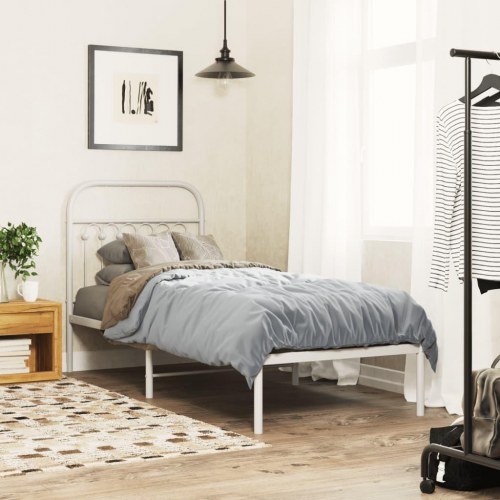 Sengeramme med hovedgærde 75 x 190 cm - hvid
