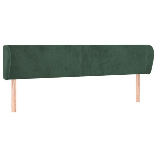 Sengegavl med kanter i fløjl 203 x 23 x 78/88 cm - mørkegrøn