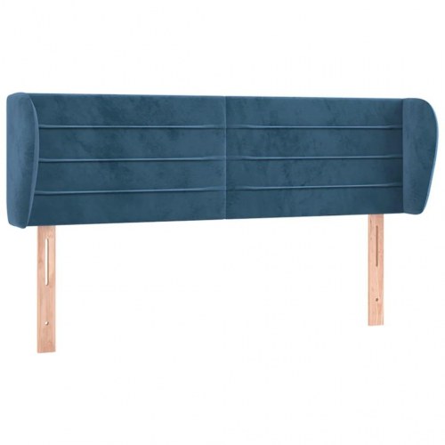 Sengegavl med kanter i fløjl 147 x 23 x 78/88 cm - mørkeblå