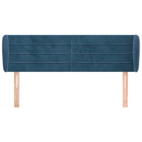 Sengegavl med kanter i fløjl 147 x 23 x 78/88 cm - mørkeblå