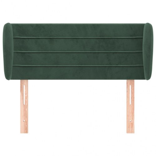 Sengegavl med kanter i fløjl 103 x 23 x 78/88 cm - mørkegrøn