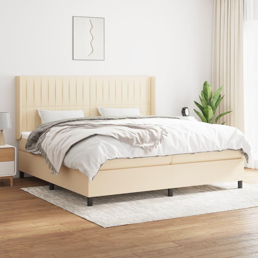 Kontinentalseng Med Madras Stof Farvet Creme - Lodrette striber / 200 x 200 cm