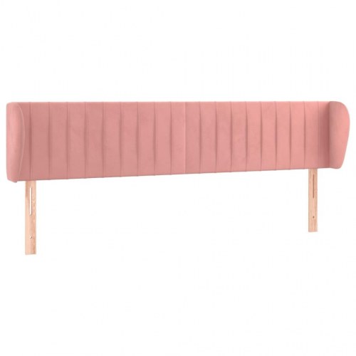 Sengegavl med kanter i fløjl 203 x 23 x 78/88 cm - lyserød