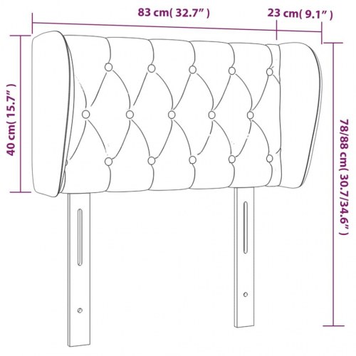 Sengegavl med kanter i fløjl 83 x 23 x 78/88 cm - mørkeblå
